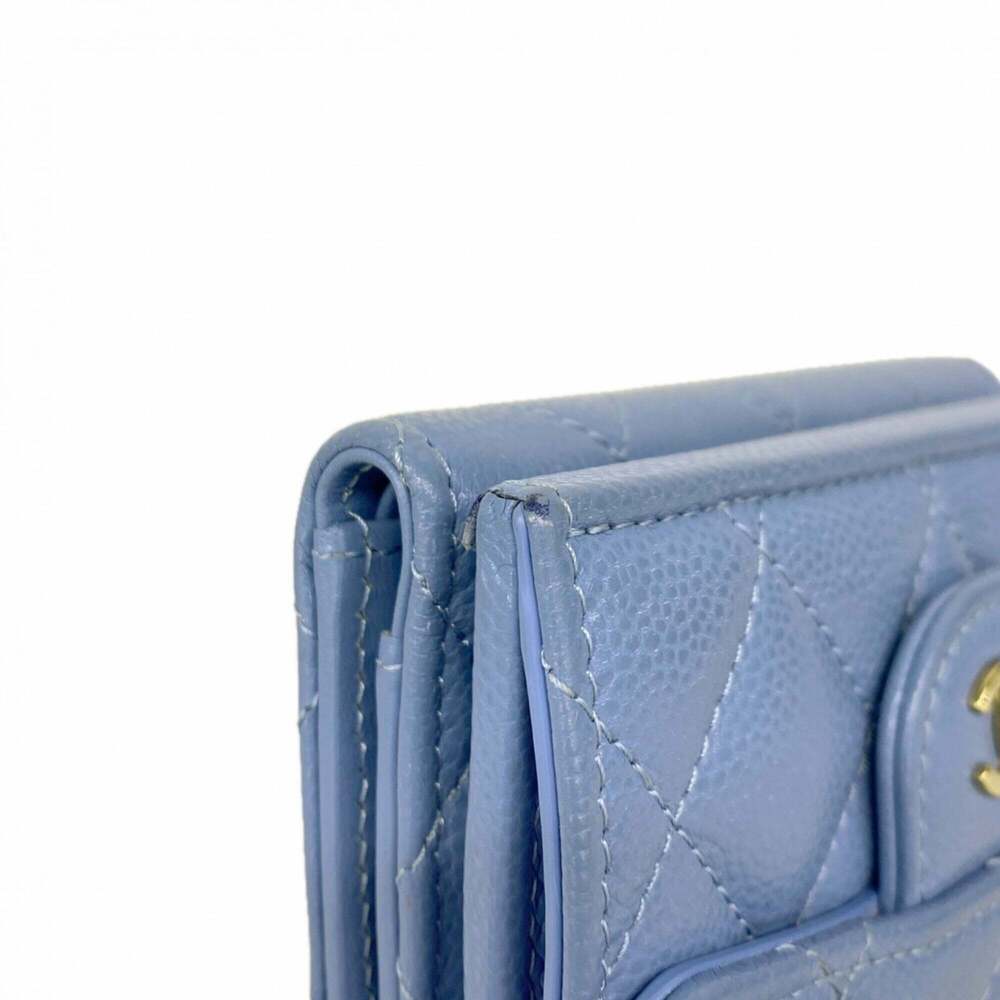 CHANEL Authentic Blue Caviar Leather Wallet - Picture 5 of 8